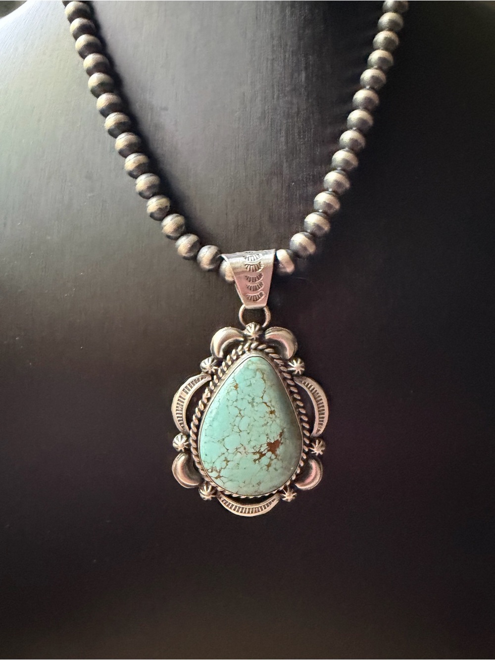 Jamson Belin Navajo Sterling Silver Turquoise Teardrop Pendant - Women Jewelry - Picture 9 of 9